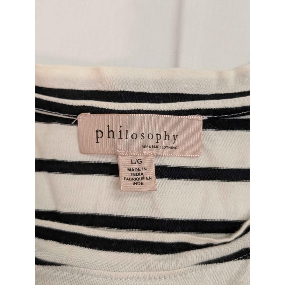 Philosophy Striped Tee Lemon Beaded Patch Short Sleeve Top Large - Picture 3 of 6